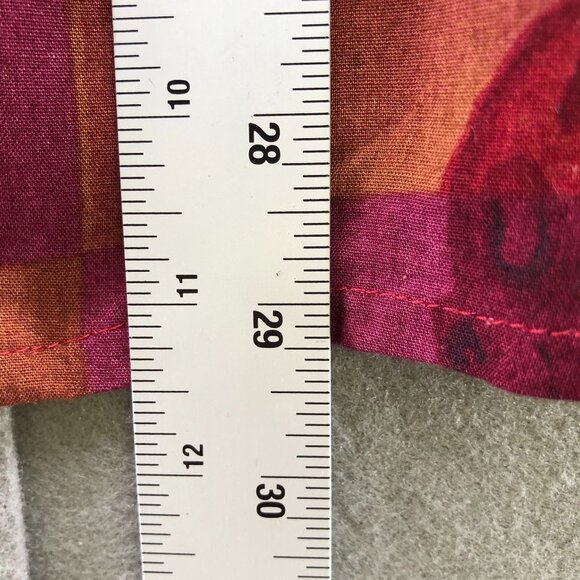 VTG Long Sleeve Blouse Womens L Leaf Print Rayon Wine Red Twee Quirky Unique - Picture 8 of 10